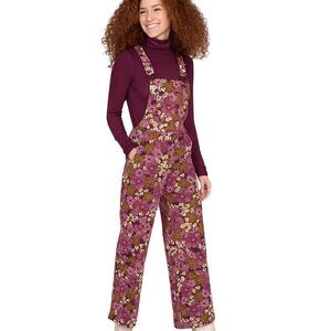 Princess Highway Size 6 Floral Pink & Brown High Waisted Overalls Cotton NWT